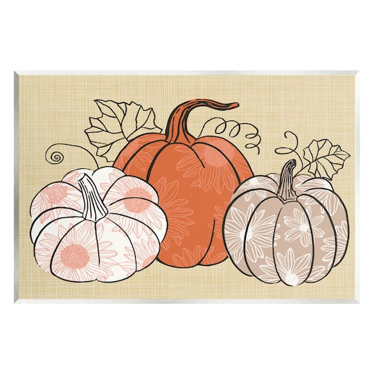 Stupell Industries Autumnal Pumpkins Sunflower Pattern Wall Plaque Art